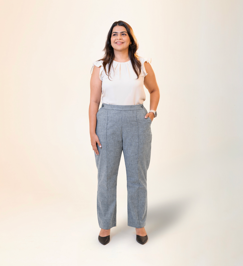 Straight Waist-Flex Trousers - Steel Blue