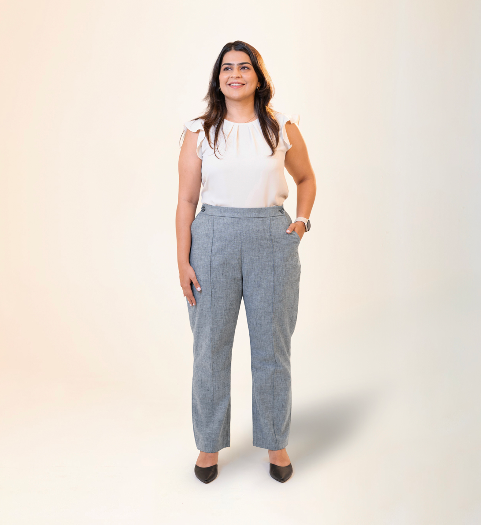 Straight Waist-Flex Trousers - Steel Blue