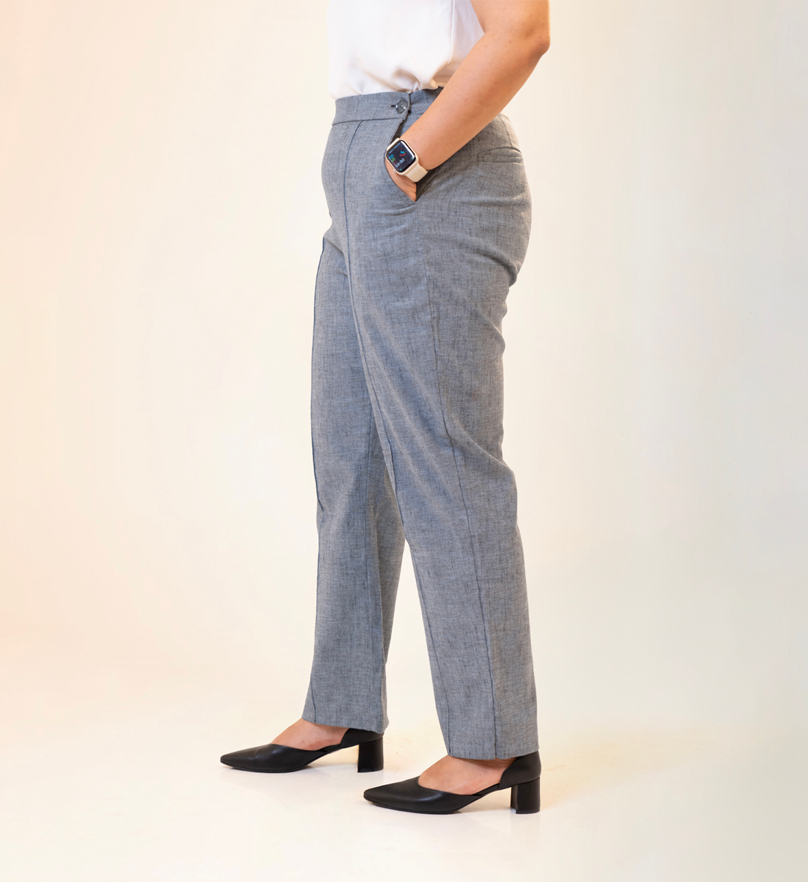 Straight Waist-Flex Trousers - Steel Blue