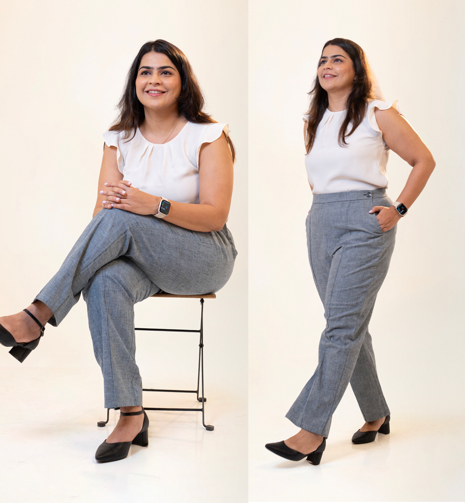 Straight Waist-Flex Trousers - Steel Blue