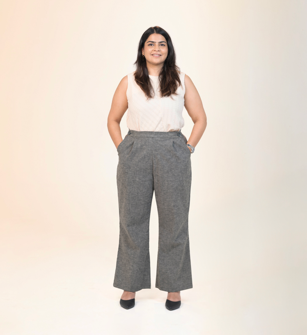Wide Waist-Flex Trousers - Charcoal Grey