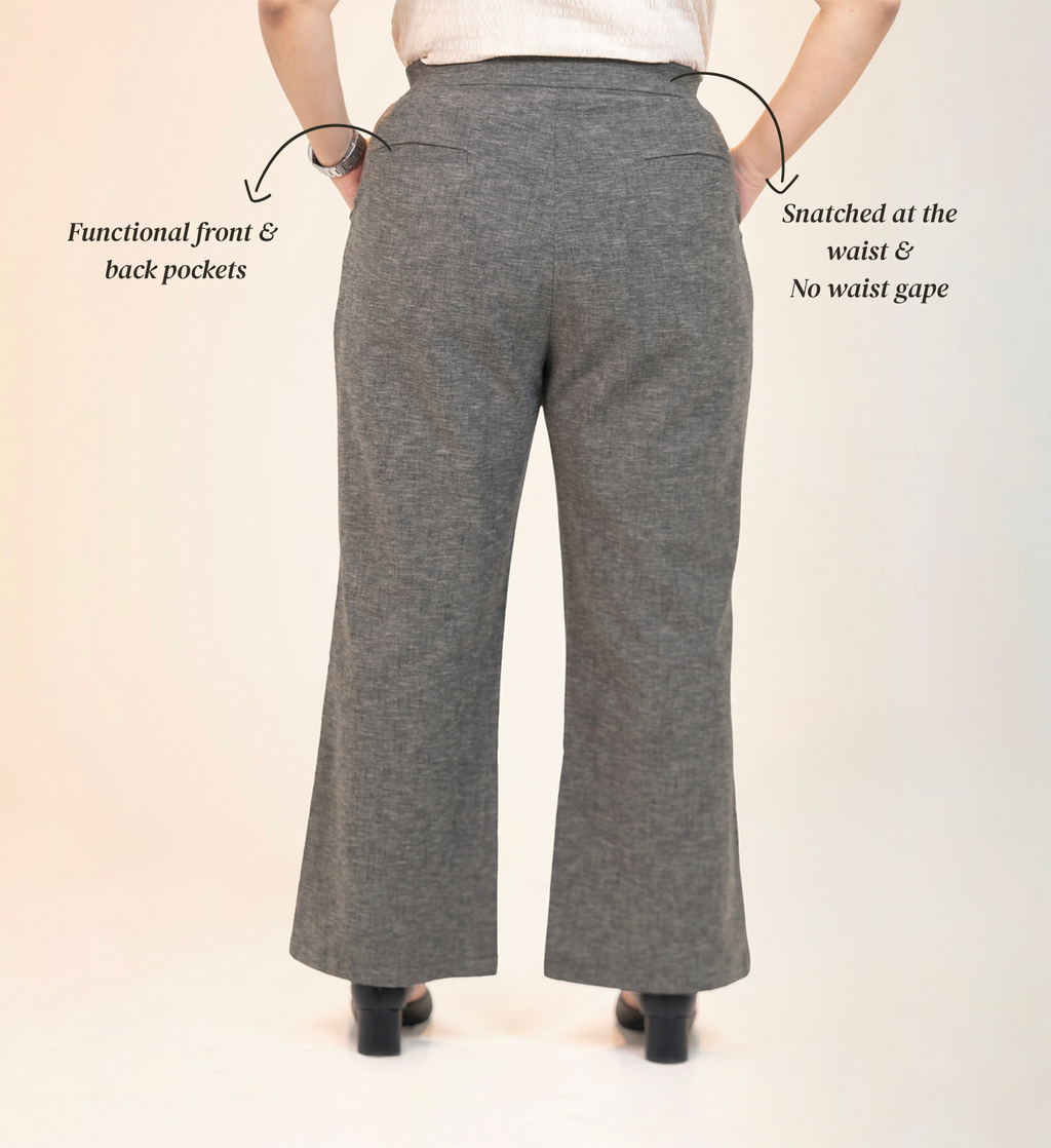 Wide Waist-Flex Trousers - Charcoal Grey