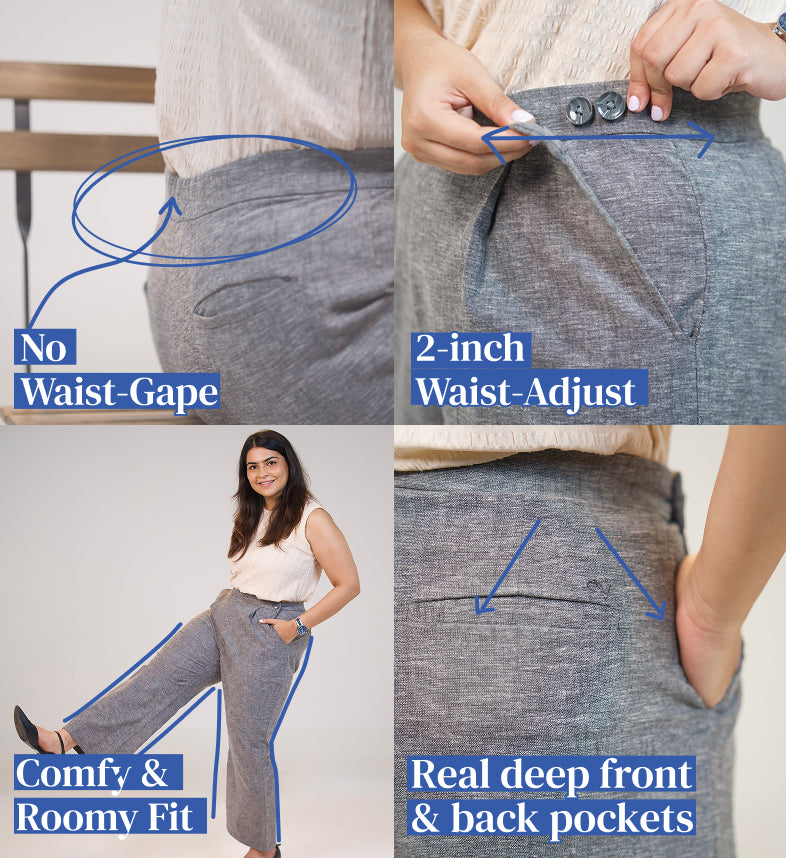 Straight Waist-Flex Trousers - Steel Blue