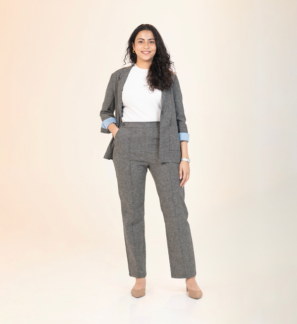 Straight Waist-Flex Trousers - Charcoal Grey