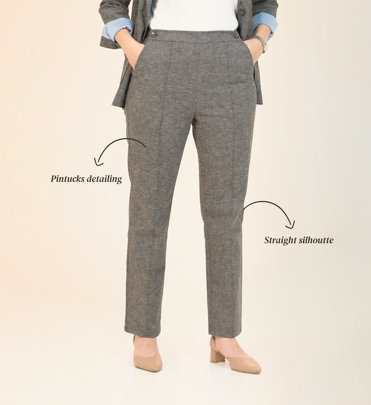 Straight Waist-Flex Trousers - Charcoal Grey