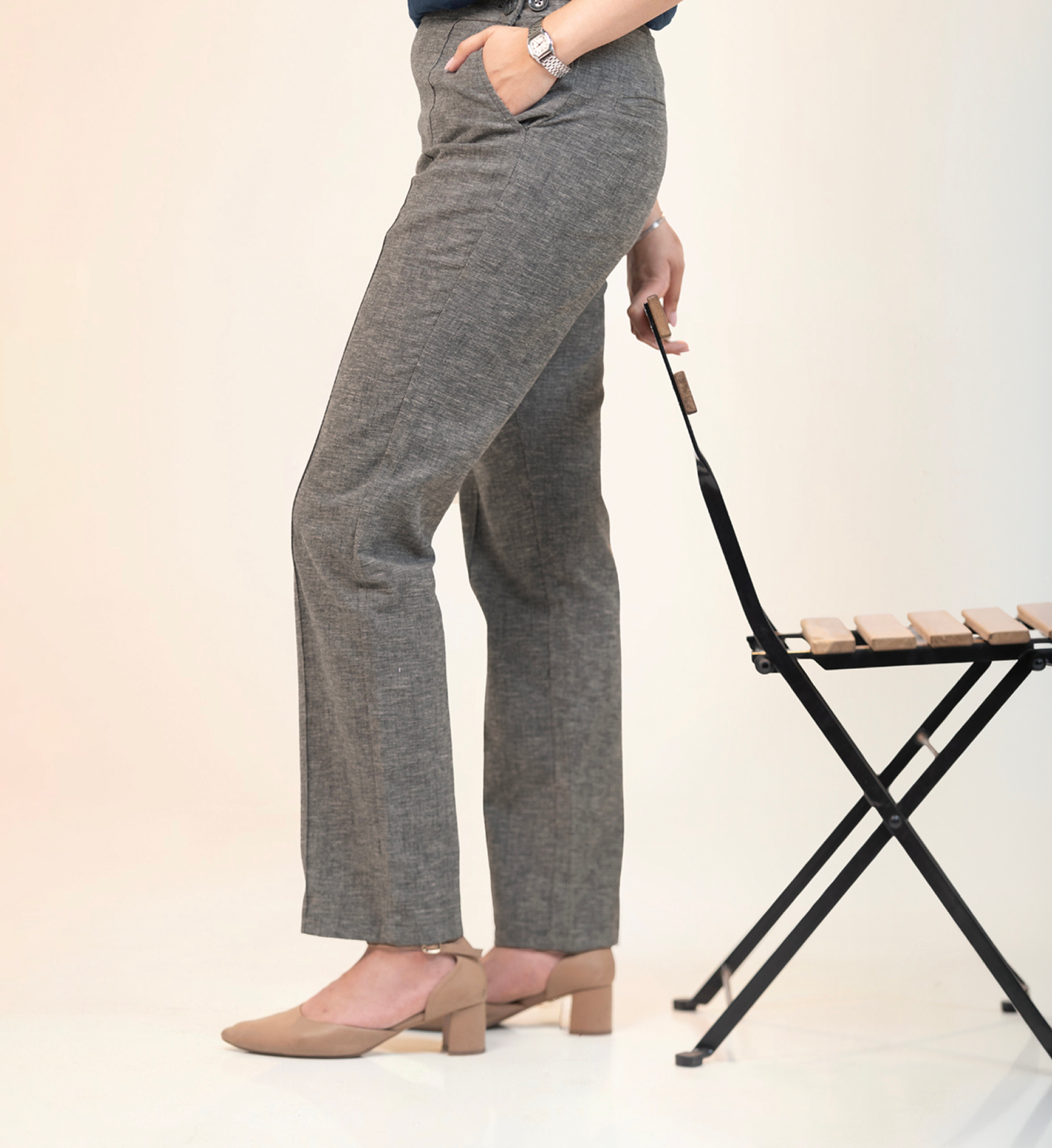 Straight Waist-Flex Trousers - Charcoal Grey