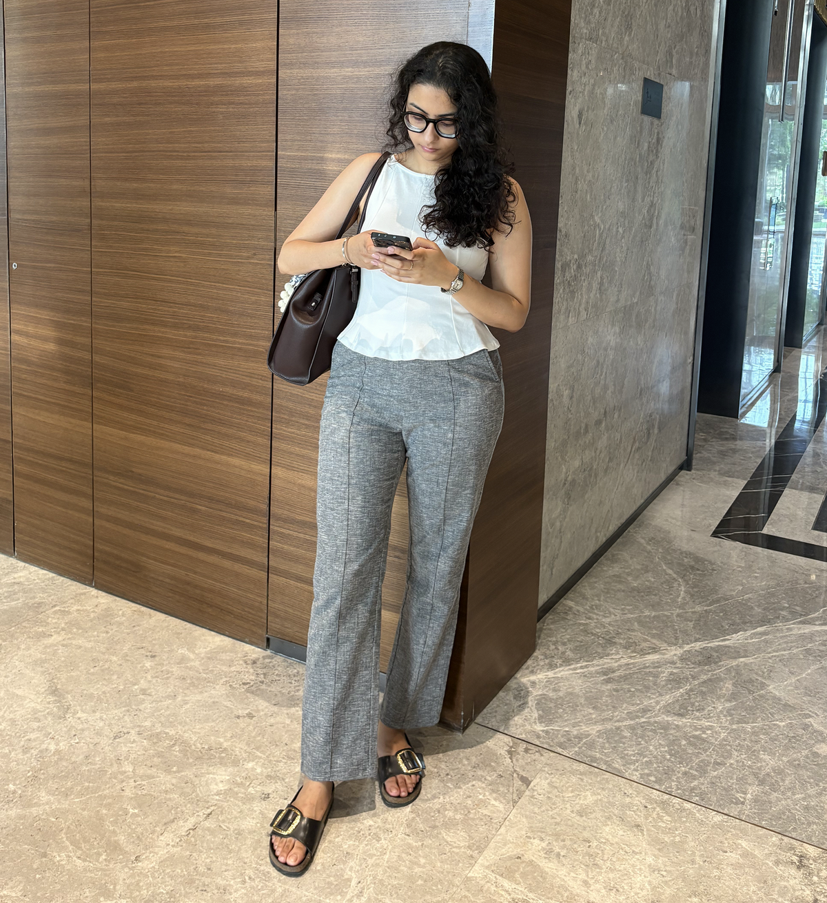 Straight Waist-Flex Trousers - Steel Blue