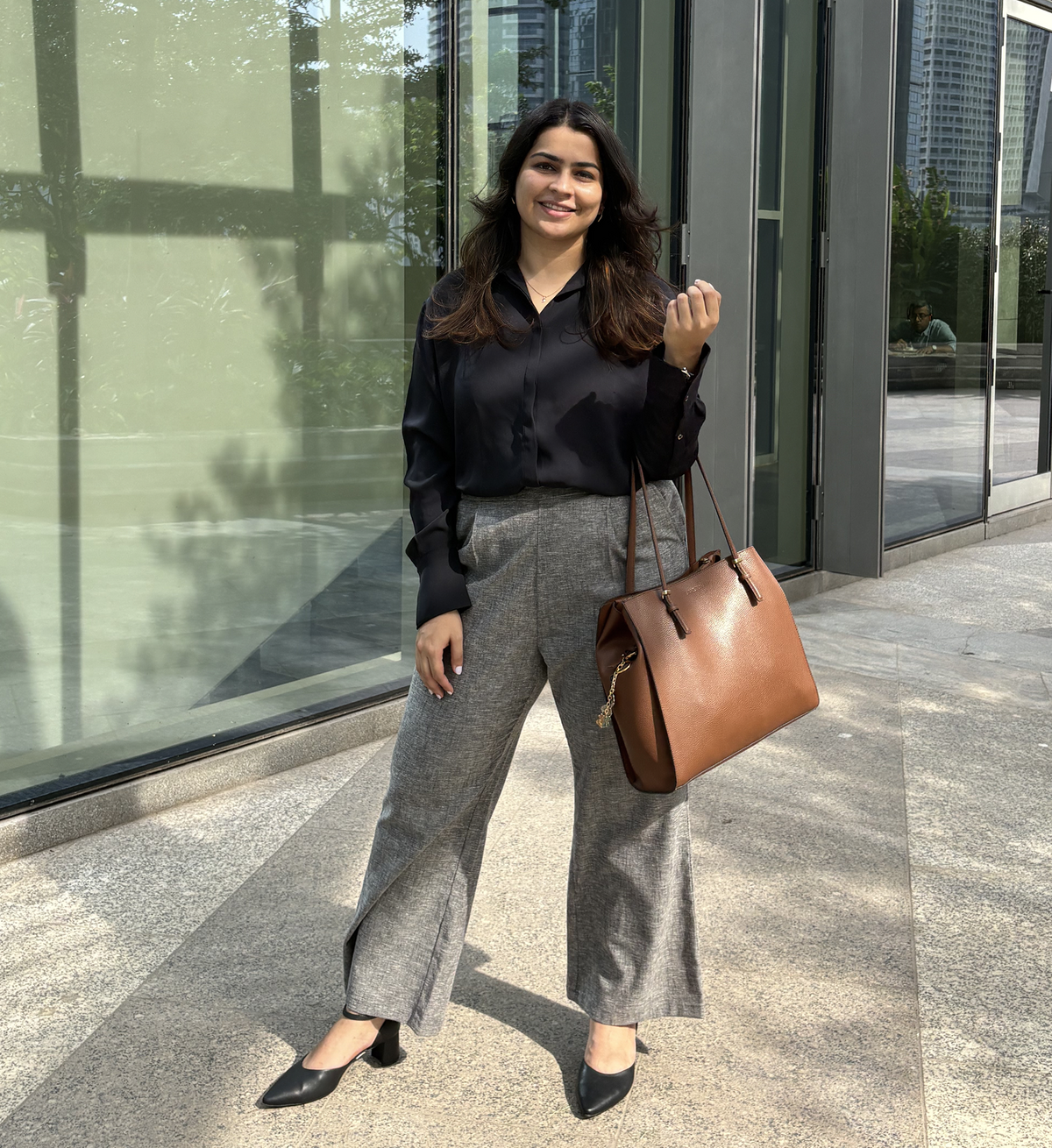 Wide Waist-Flex Trousers - Steel Blue