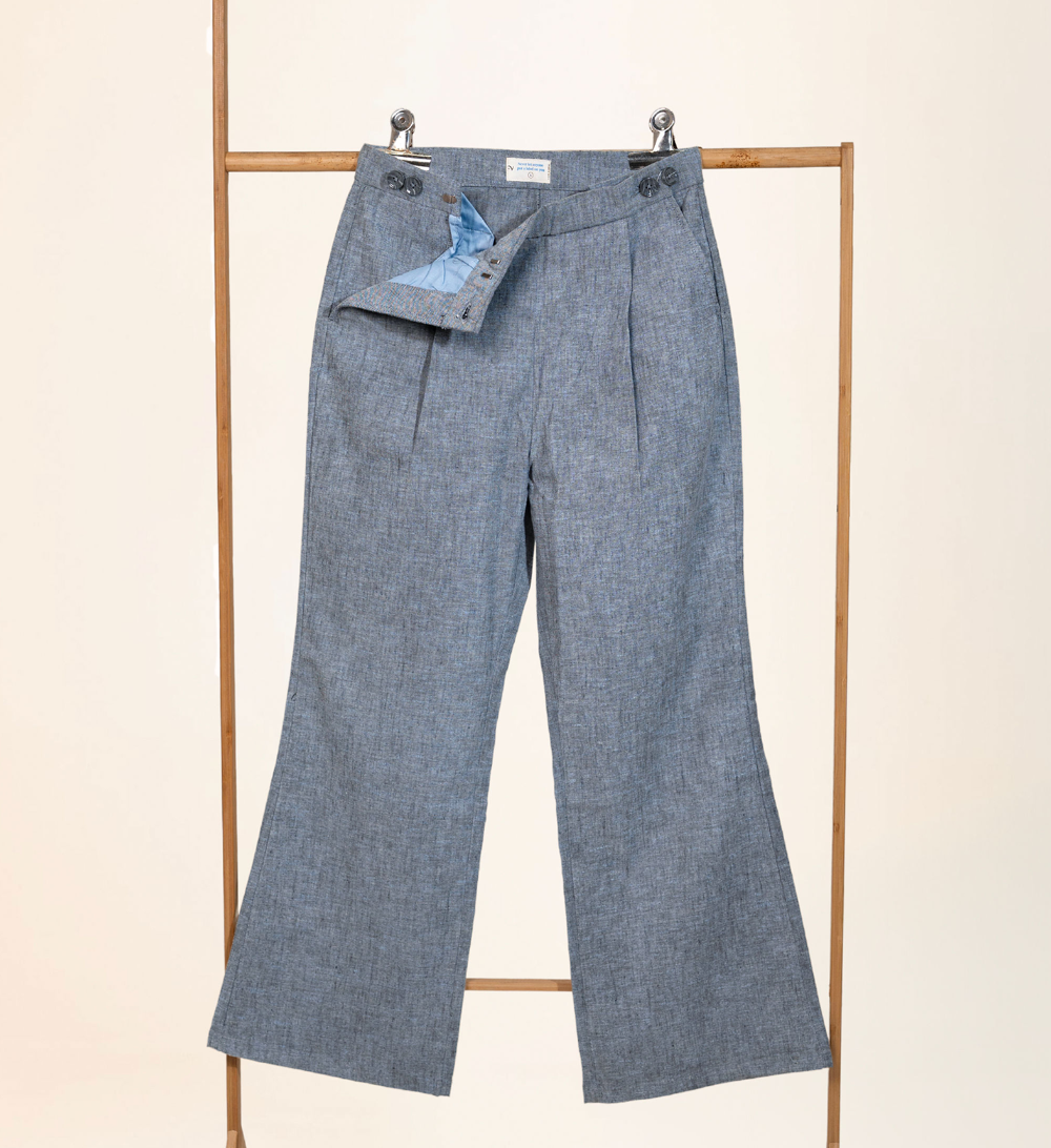 Wide Pleated Waist-Flex Trousers