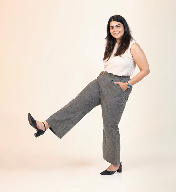 Wide Waist-Flex Trousers - Charcoal Grey