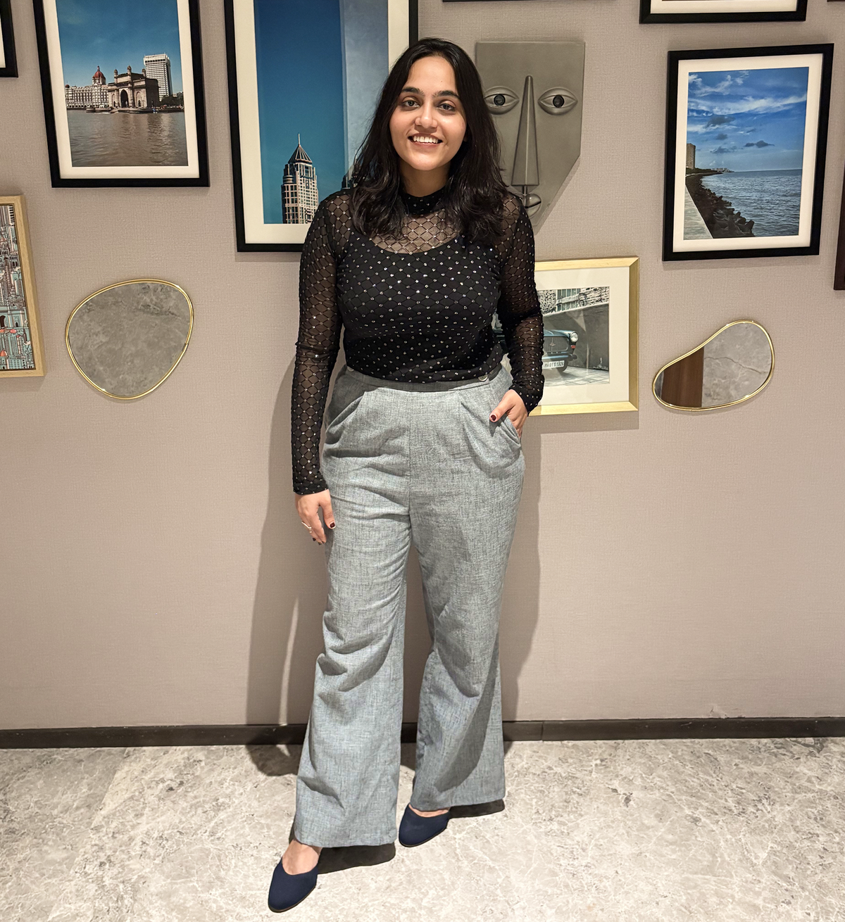 Wide Waist-Flex Trousers - Steel Blue